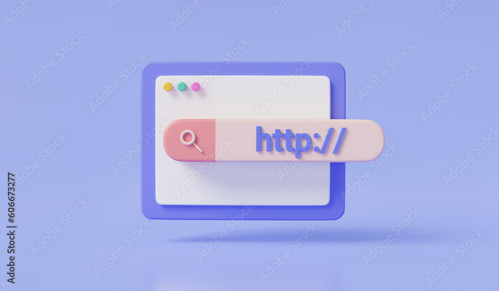 3d render illustration of search bar with http link in hyperlink web site, global browser page, hypertext transfer protocol, HTTP web browser information web page, navigation and Search, web search 3d render illustration of search bar with http link in hyperlink web site, global browser page, hypertext transfer protocol, HTTP web browser information web page, navigation and Search, web search