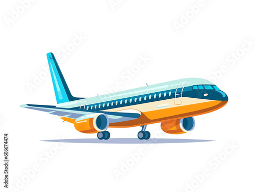 AI generated: airplane vector drawing isolated white background air plane flight fly to destination aeroplane travel in sky airline trip aircraft transport seat ticket reservation concept cartoon obje