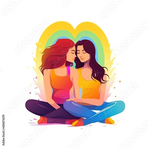 couple art  LGBTQ  silhouette on an isolated white background
