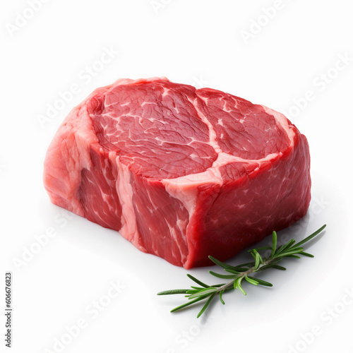 raw beef steak white background
