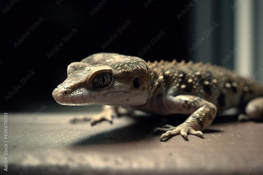 Obraz premium Image of a gecko on the floor. Reptile. illustration, generative AI.
