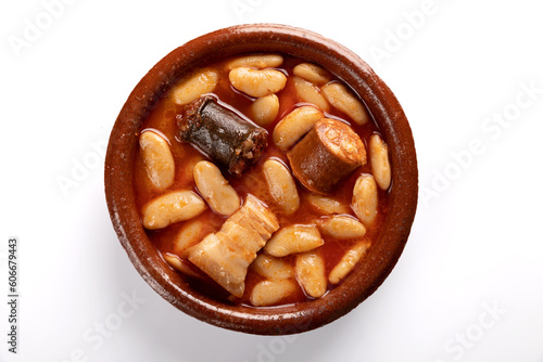 Spanish fabada on white background  photo