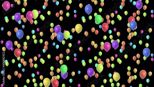 LOOP_TILE BALLOONS multi colours withAlpha. This footage with an alpha channel is loopable and tileable and can create an endless and seamless background. Perfect for celebrations. photo