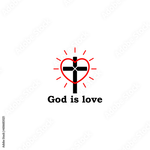 God is love inscription emblem isolated on white background