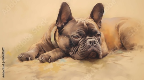 French bulldog puppy illustration. Generative AI © Alex Bur