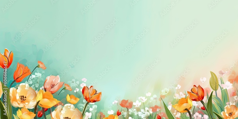 Fototapeta premium Spring and summer background with copy space. Generative AI