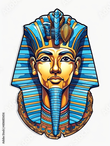 Sticker of an Egyptian pharaoh. Generative AI