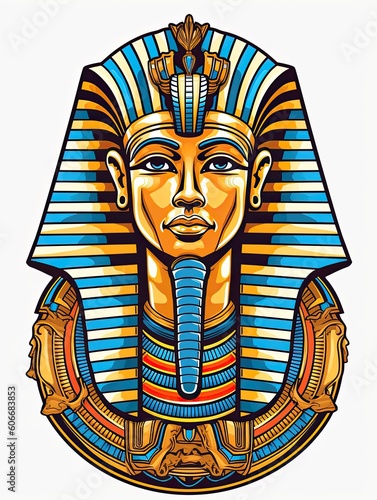 Sticker of an Egyptian pharaoh. Generative AI