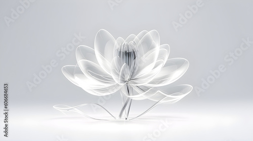 Abstract white flower art with transparent surface  decorative flowers  floral background  botanical pattern  isolated design elements  Generative AI illustration