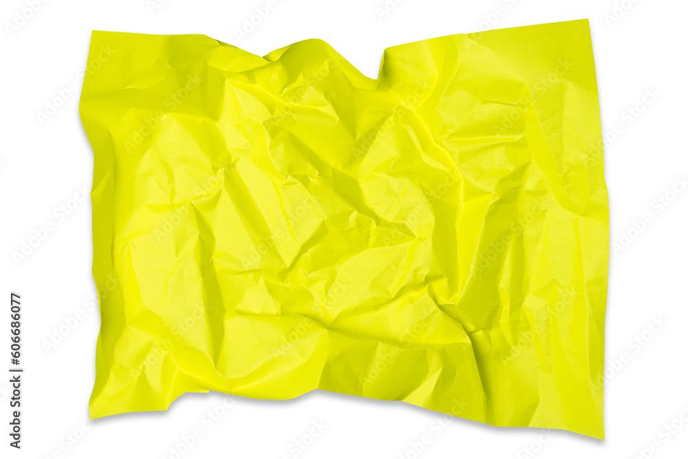Crumpled blank yellow sheet of paper. Isolated on white background. Business. Crumpled blank yellow sheet of paper. Isolated on white background. Business.
