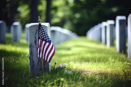  cemetery, American flag, Memorial Day Generative AI