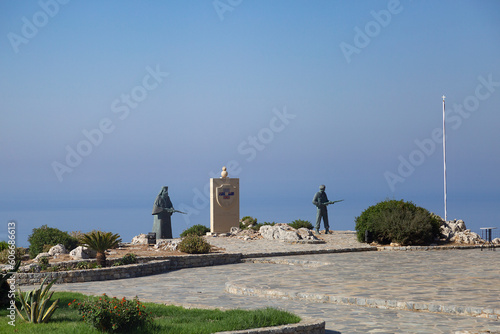 Canvas Print Monument to Greek monks who saved British and Australian soldiers from Nazi troo