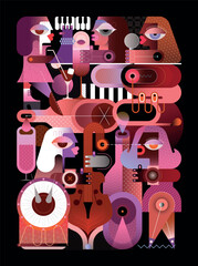 Papier peint photo Art abstrait Concert jazz dégustation vin festive  ©  danjazzia