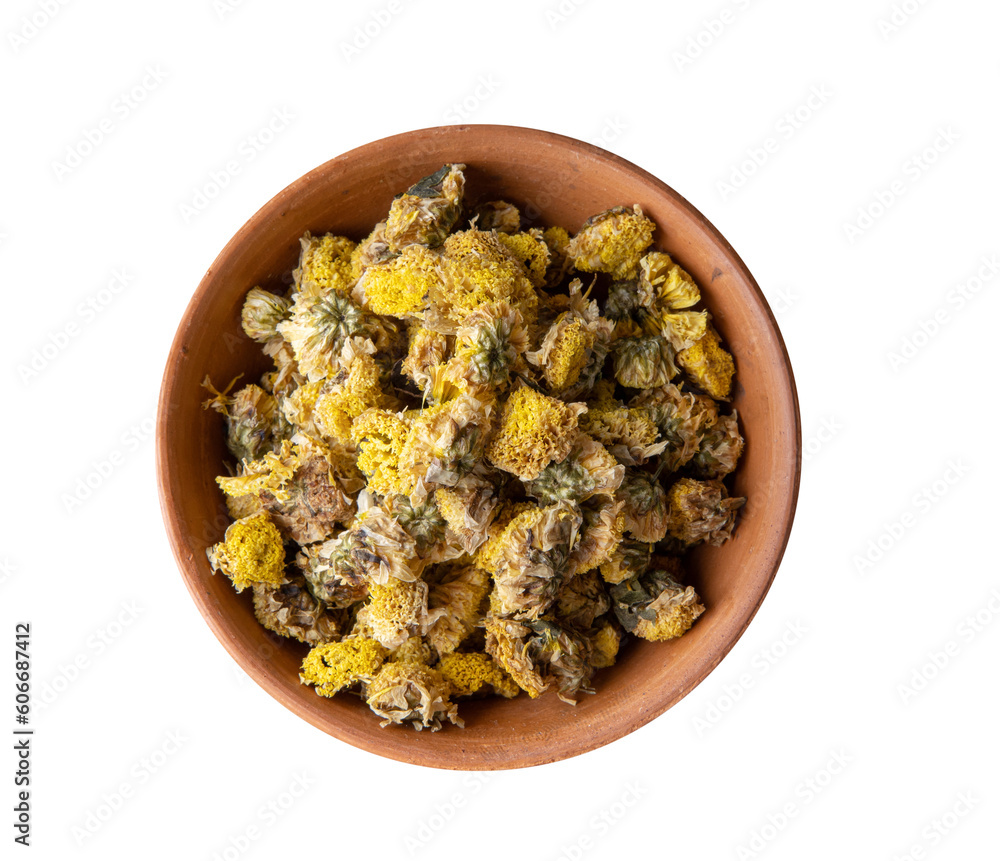 dry chrysanthemum in a bowl on  transparent png