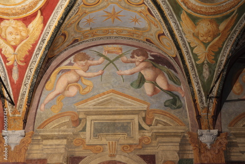 Santa Cecilia in Trastevere Church Ceiling Fresco Detail with Angels  in Rome  Italy