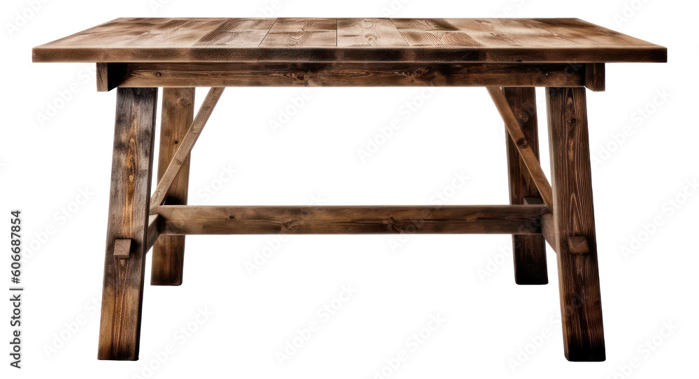 Wooden table isolated. Generative AI. Wooden table isolated. Generative AI.