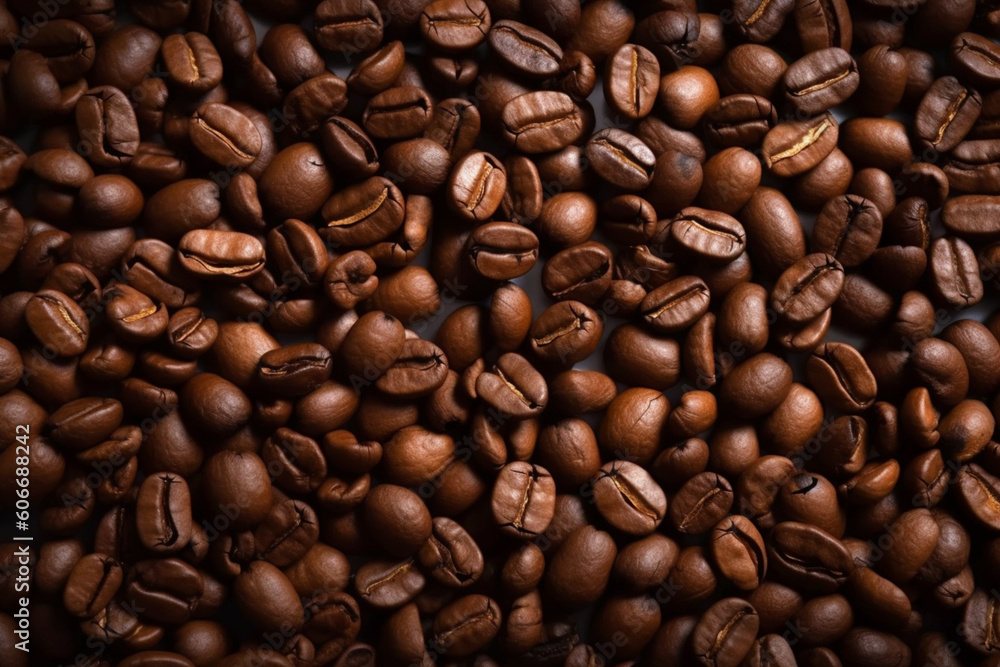 Fototapeta premium Coffee beans background. Close-up image of coffee beans. Top View Coffee Beans