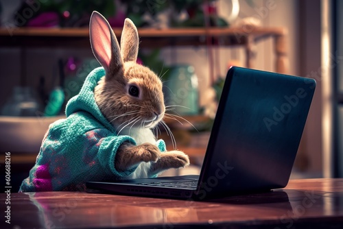Tech-Savvy Easter Bunny  A Programmer on the Go  Generative AI.