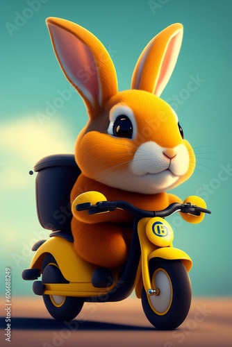 easter bunny on a scooter