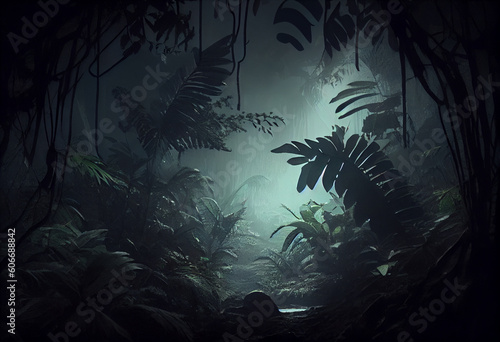 jungle with dark style Generative AI