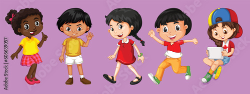 Vector set of multicultural kids character By The greatest graphics