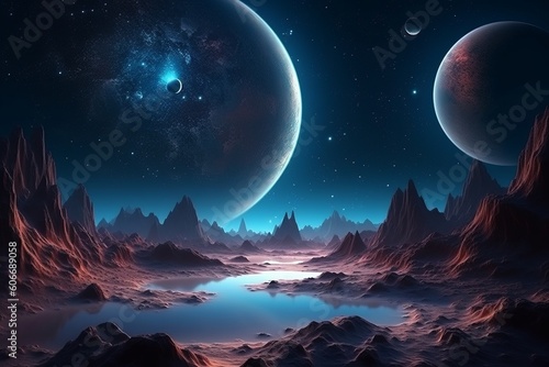 Otherworldly Cosmos  A Surreal Fantasy of Planets  Stars  and Nebulae in Digital Art  Generative AI.