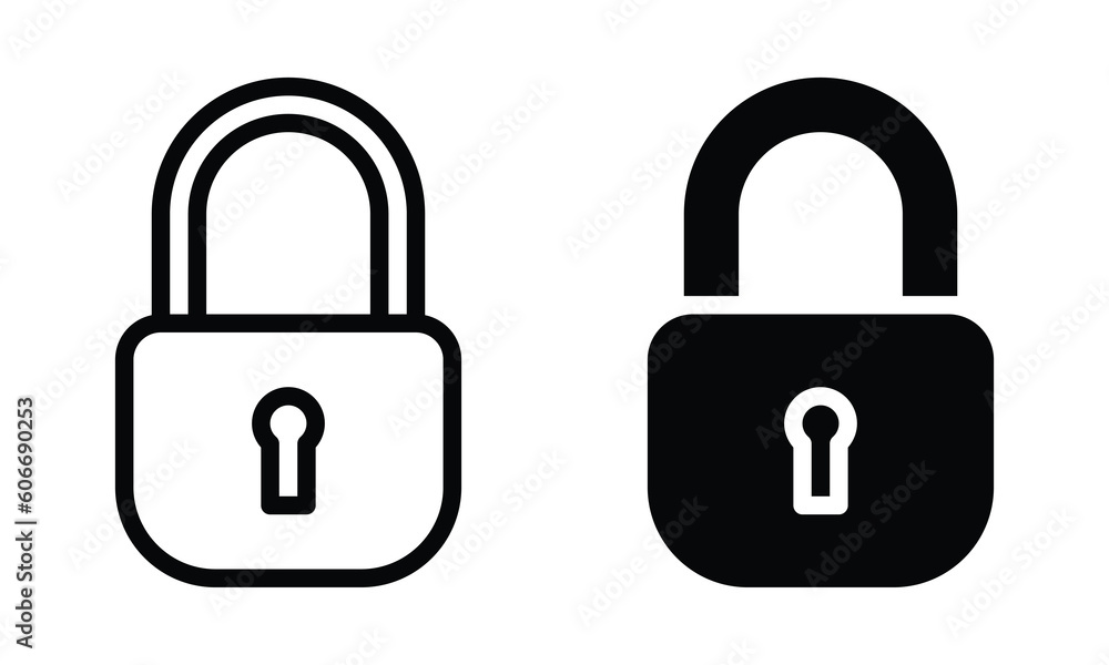 Lock icon with outline and glyph style. Lock icon with outline and glyph style.
