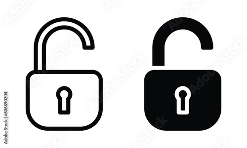 Unlock icon with outline and glyph style.