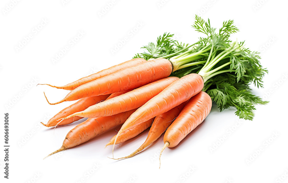 Ai generative. Carrot vegetable with leaves on white Ai generative. Carrot vegetable with leaves on white