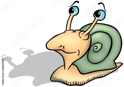 Beige Snail with a Green Sn...