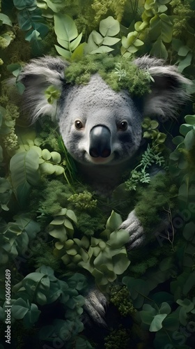  Serenity in the Eucalyptus  A Portrait of Nature s Koala    Creative Concept Design   Generative AI Artwork