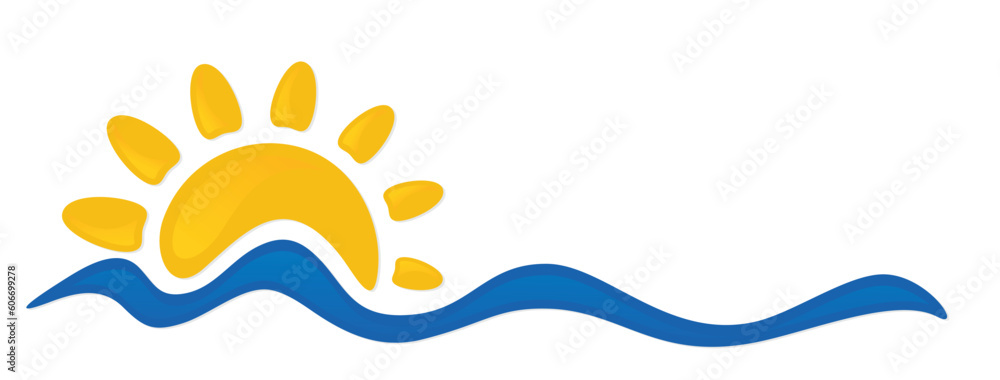 Sun and Blue Wave Symbol. Sun and Blue Wave Symbol.