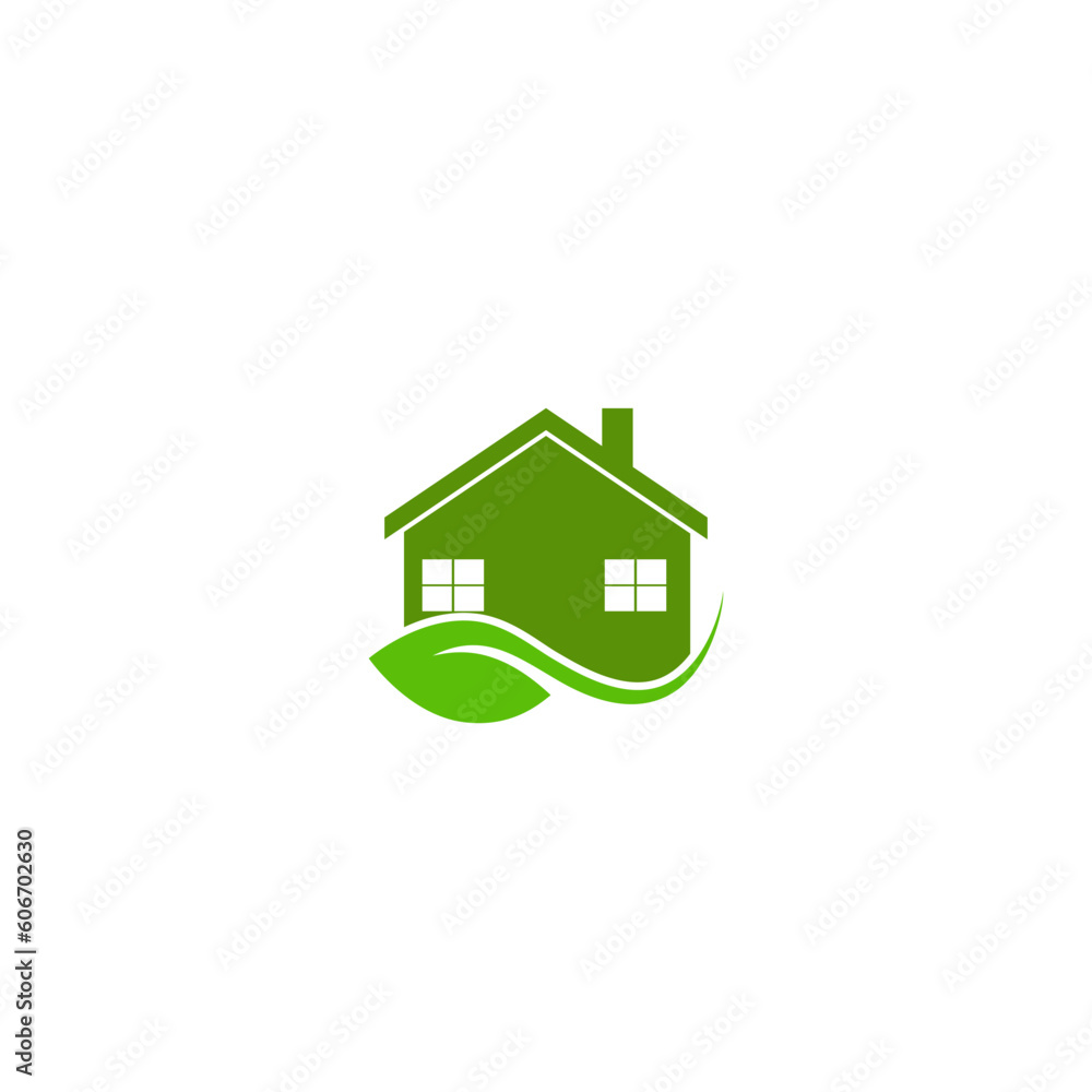 Eco house icon environment home with leaves sign for graphic design isolated on white background Eco house icon environment home with leaves sign for graphic design isolated on white background