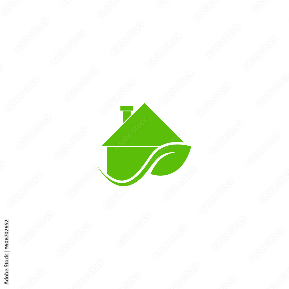 Eco house icon environment home with leaves sign for graphic design isolated on white background Eco house icon environment home with leaves sign for graphic design isolated on white background