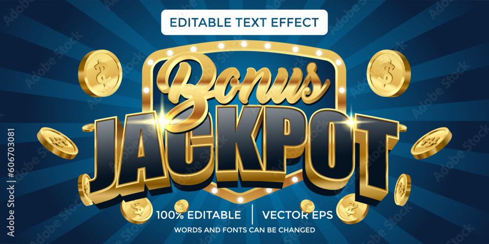Photography bonus jackpot 3d Editable text effect