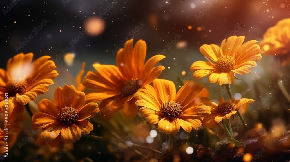Close-up of yellow flowers, wallpaper - Generative AI Close-up of yellow flowers, wallpaper - Generative AI