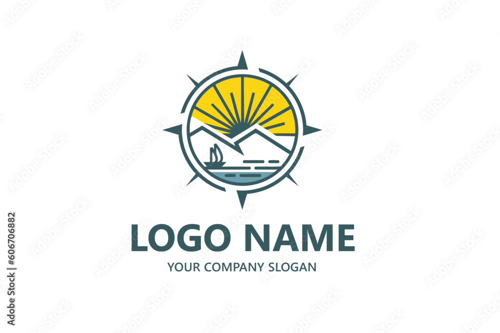 Fototapeta premium Natural lake view hill outdoor logo template