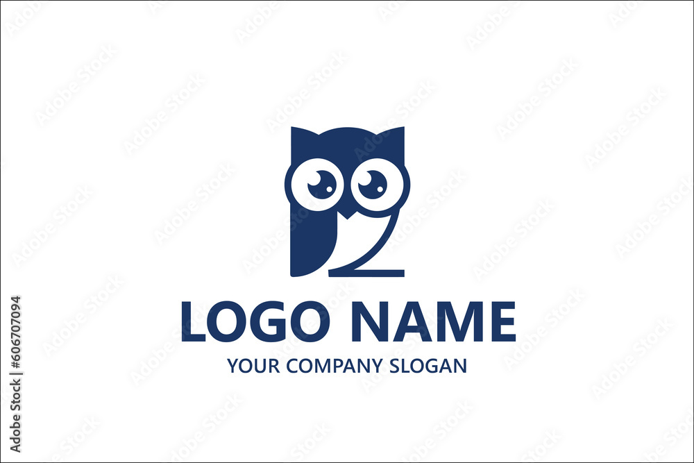 Unique owl logo with minimalist shapes Unique owl logo with minimalist shapes