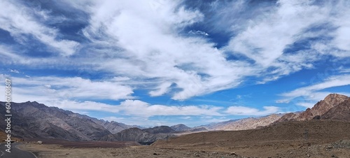  Spectacular mountain views and natural landscape in Leh and Ladakh India, with clouds and mountains on the way