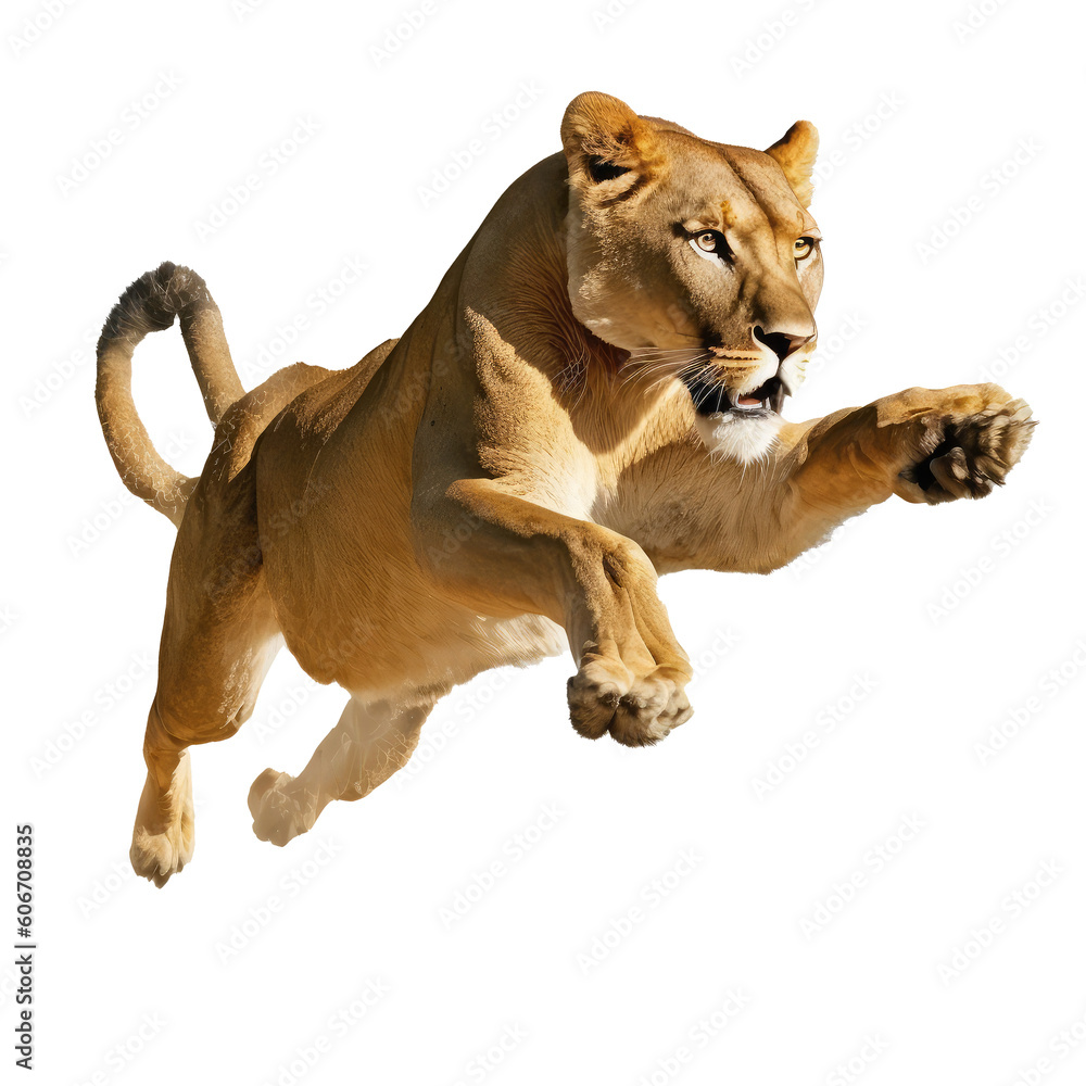 Obraz premium brown lioness isolated on white