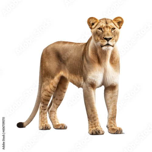brown lioness isolated on white
