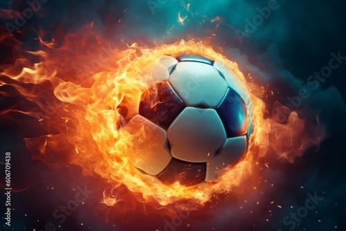 Soccer football flame. Generate Ai