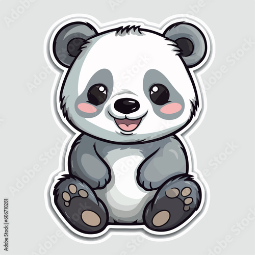 Panda bear silhouette Logo design vector template. Funny Lazy Logo Panda animal Logotype concept icon.