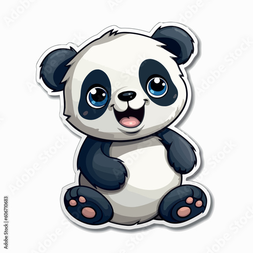 Fototapeta Naklejka Na Ścianę i Meble -  Panda bear silhouette Logo design vector template. Funny Lazy Logo Panda animal Logotype concept icon.