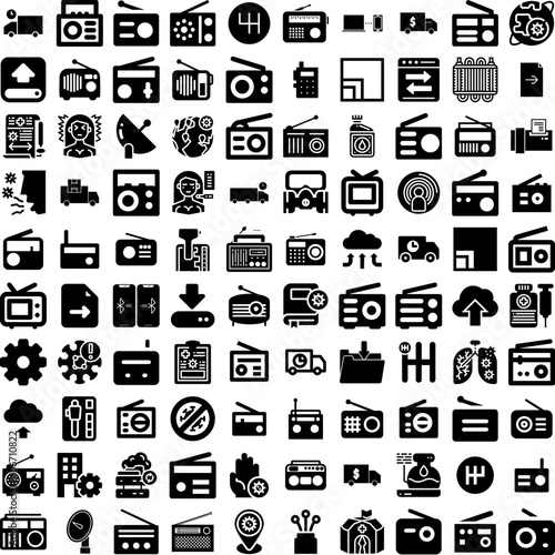 Collection Of 100 Transmission Icons Set Isolated Solid Silhouette Icons Including Technology, Metal, Vehicle, Steel, Industry, Power, Transmission Infographic Elements Vector Illustration Logo