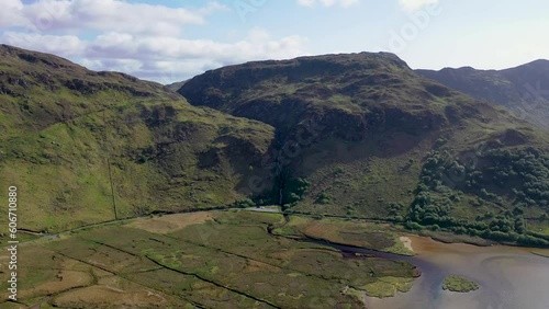 Aerial of Assaranca Waterfall in County Donegal - Ireland photo