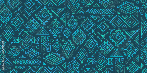 Tribal decorative background. Ethnic seamless pattern. Aztec geometric backdrop. Native american ornament. Vector illustration