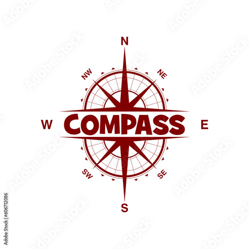 Compass word icon isolated on transparent background photo