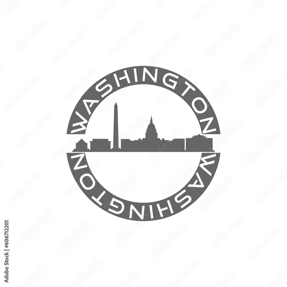 Washington DC USA City Skyline Silhouette icon isolated on transparent background