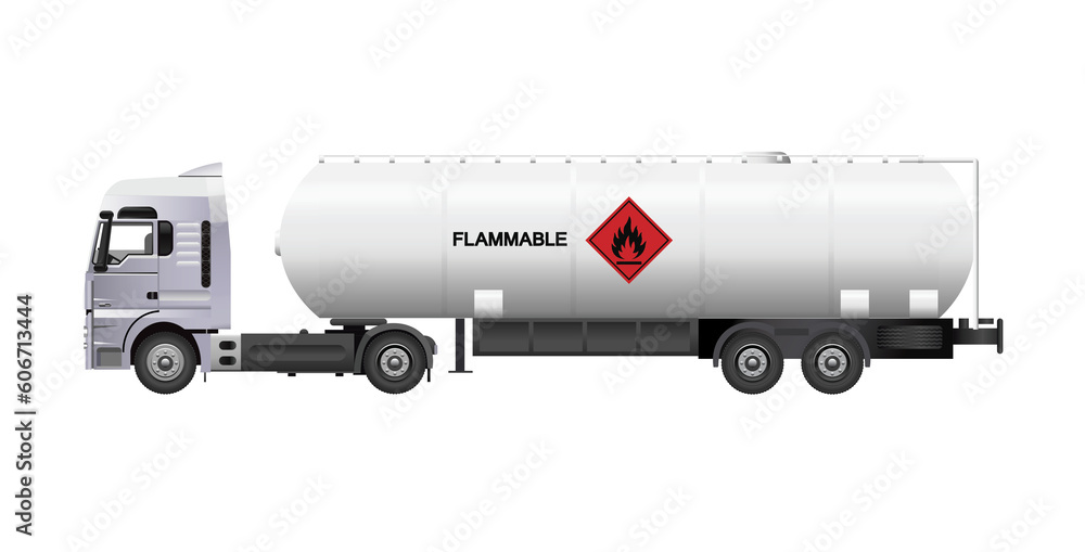 oil tanker truck isolated, side view
